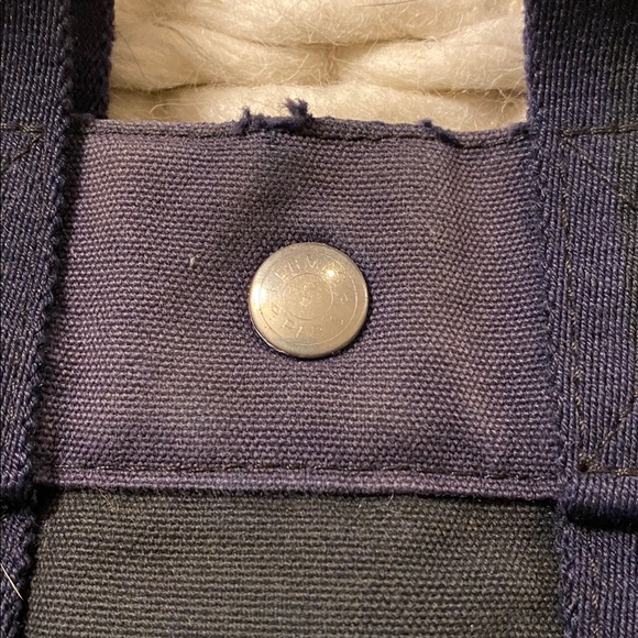 Hermès Fourre-Tout Tote Cotton Canvas Washed Black Navy - Picture 6 of 11